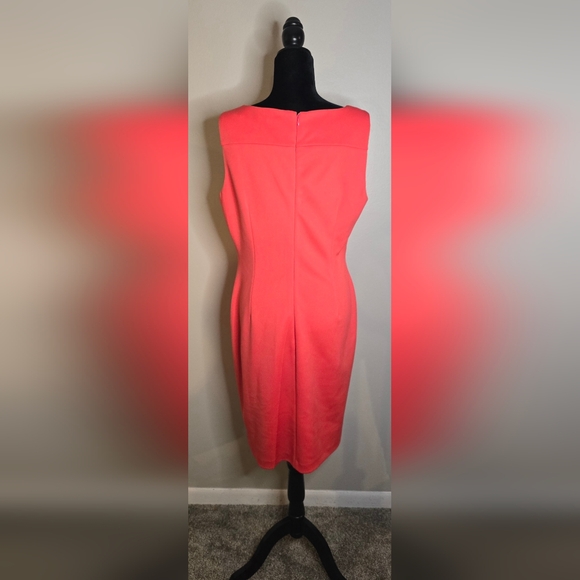 Calvin Klein Coral Mid-length Sunburst Pleat Sleevless Size 14 - Picture 5 of 10